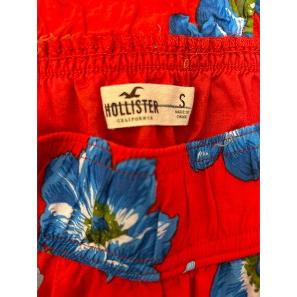 Y2K Hollister Hawaiian Tropical Red Floral Ruffled Mini Skirt SZ S Preppy Summer - Picture 4 of 6